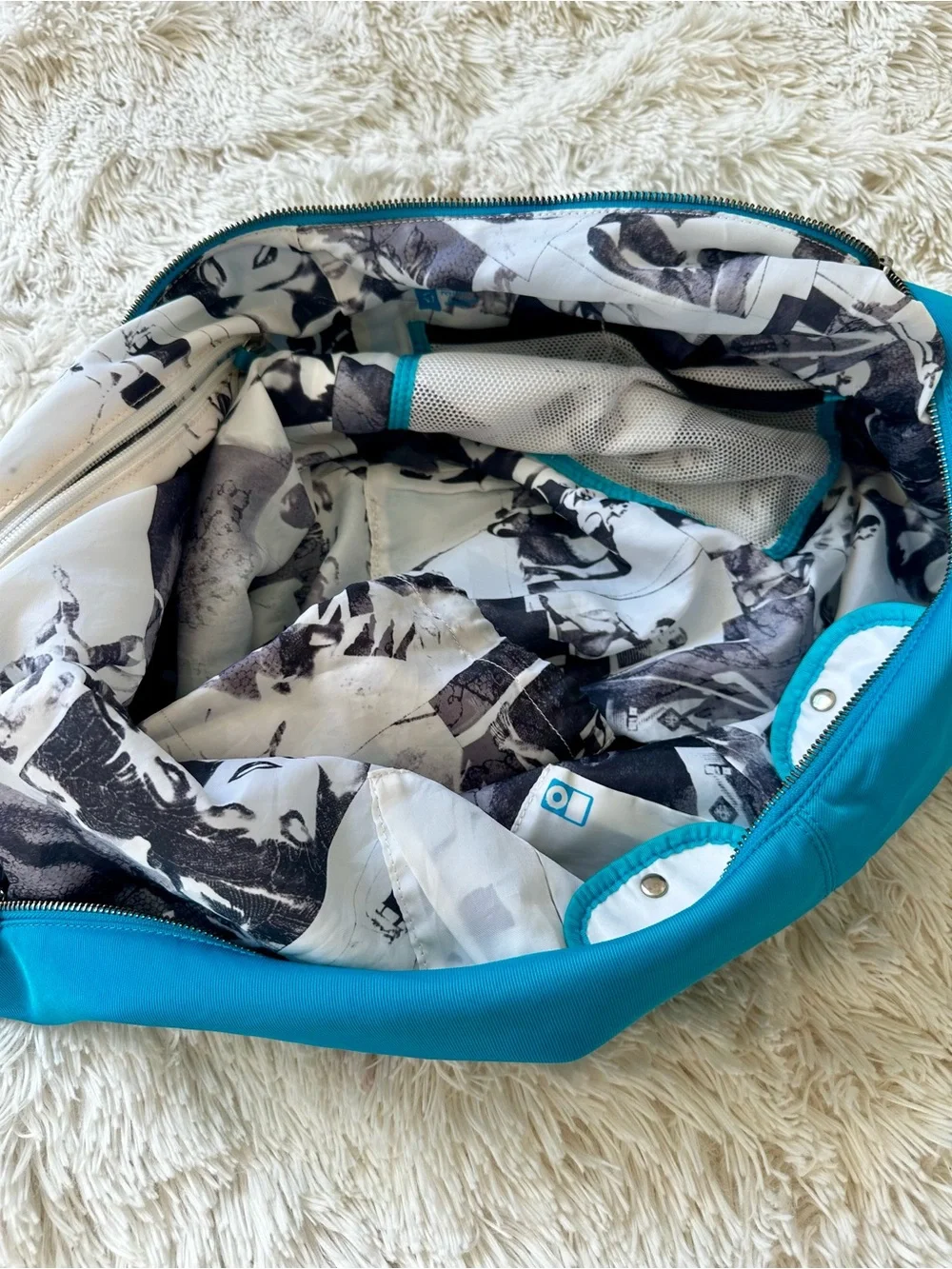 LULULEMON Vintage Hobo Shoulder Bag Turquoise Blue Large Yoga Gym Tote Rare